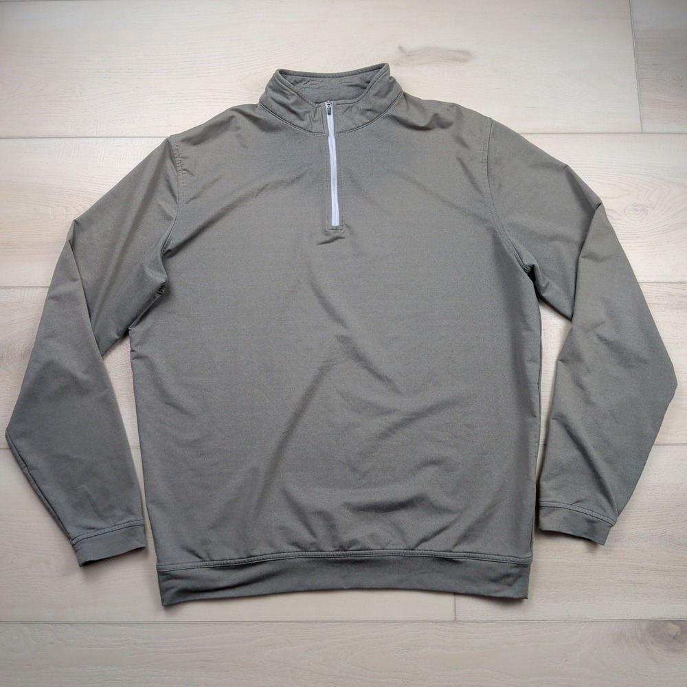 Peter Millar Crown Sport Mens Gray Perth Quarter Zip Pullover Sweater Large